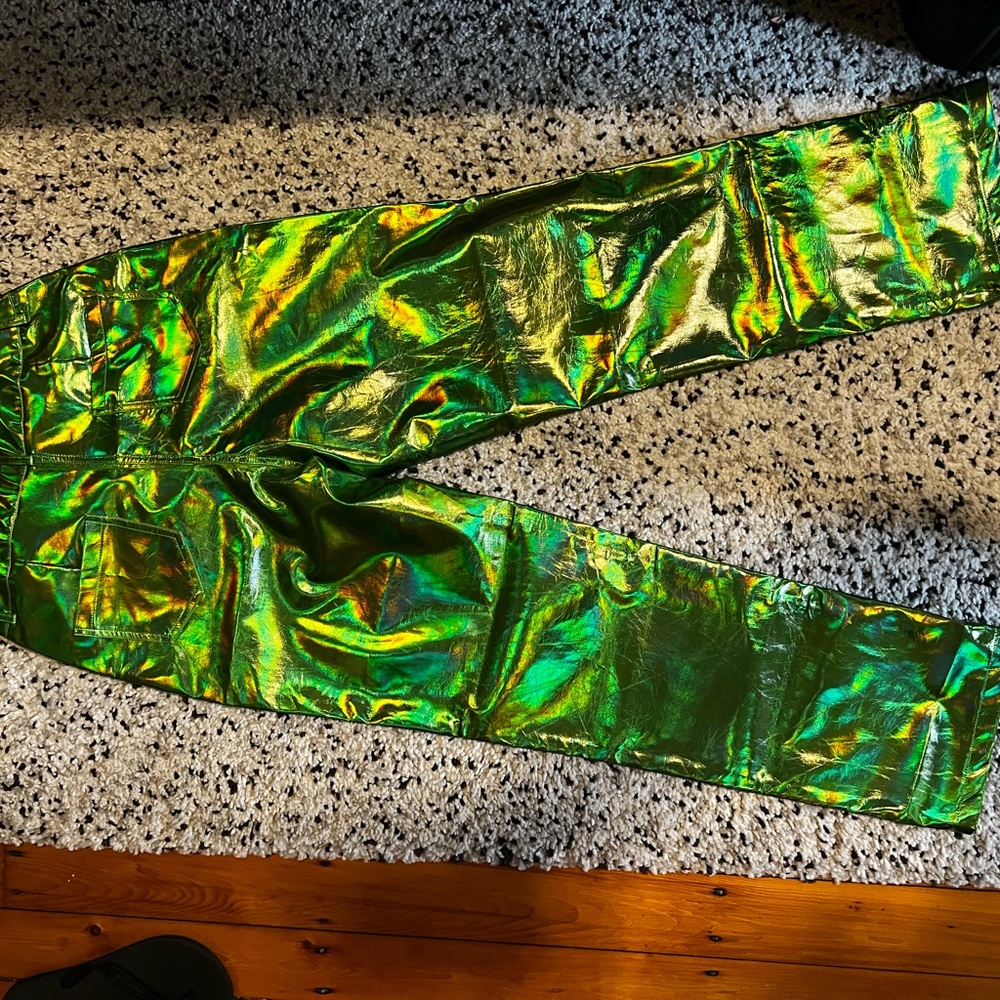 LALA Straight Metal Green Pants